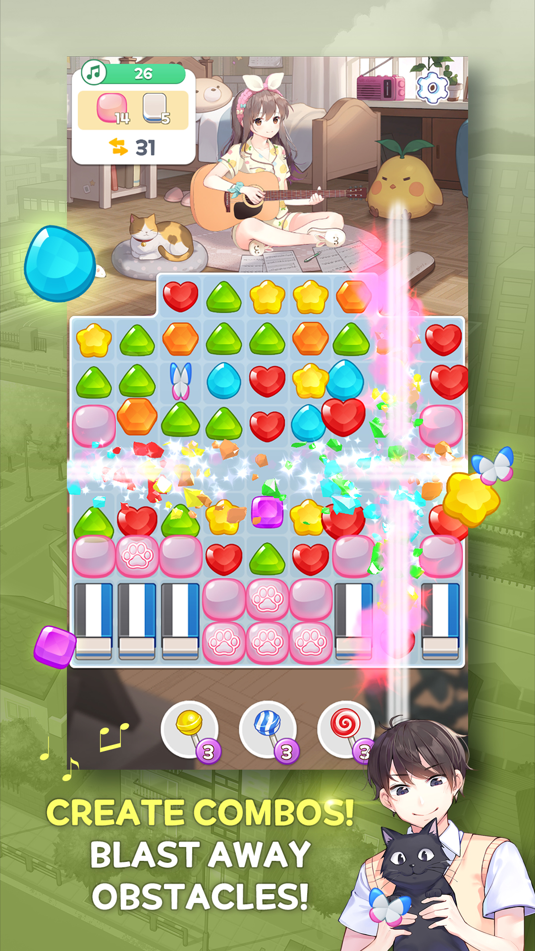 Guitar Girl Match 3 mod apk screenshot 5