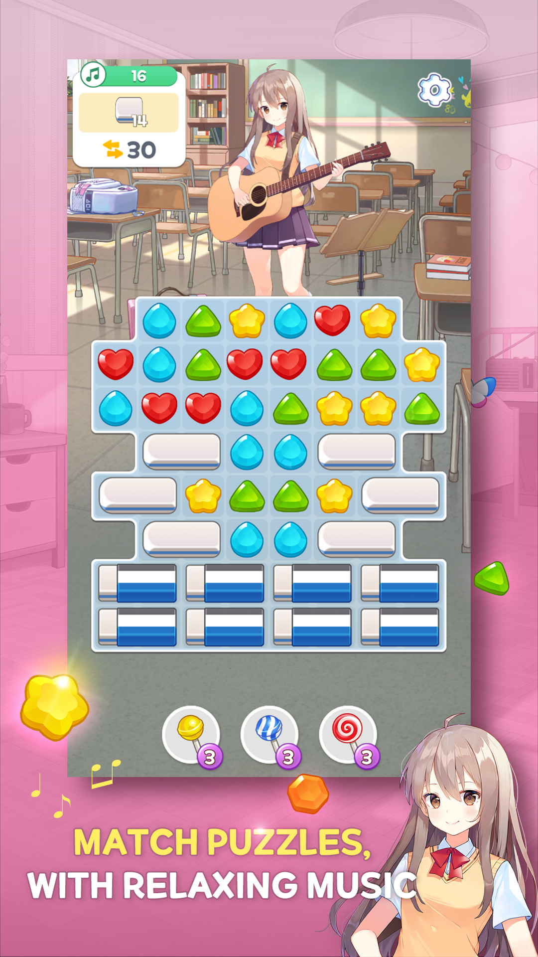 Guitar Girl Match 3 mod apk screenshot 2